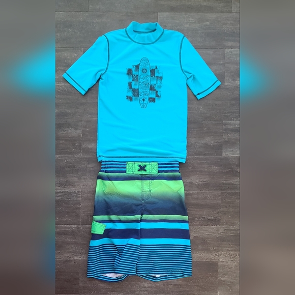 Cherokee Swim suit and Swim Shirt. Both Large 12-14 Boys Used Good Condition - Picture 1 of 9